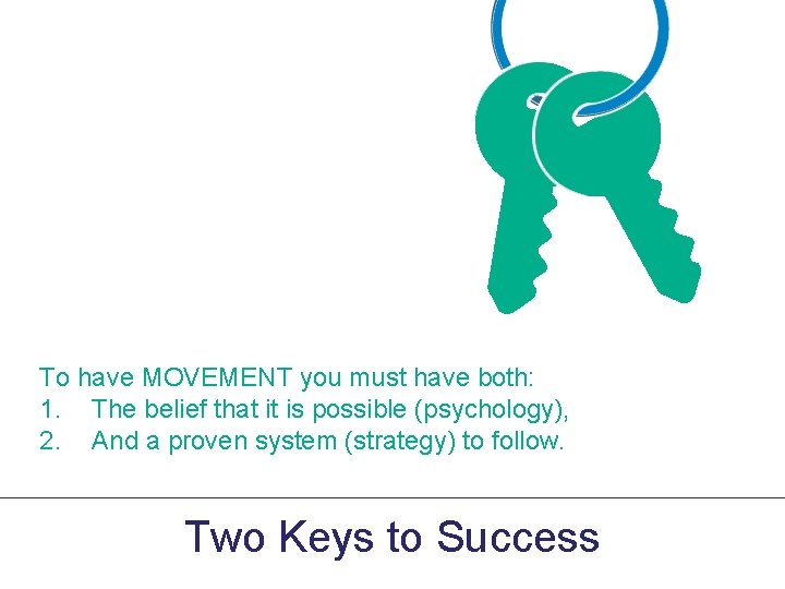 To have MOVEMENT you must have both: 1. The belief that it is possible