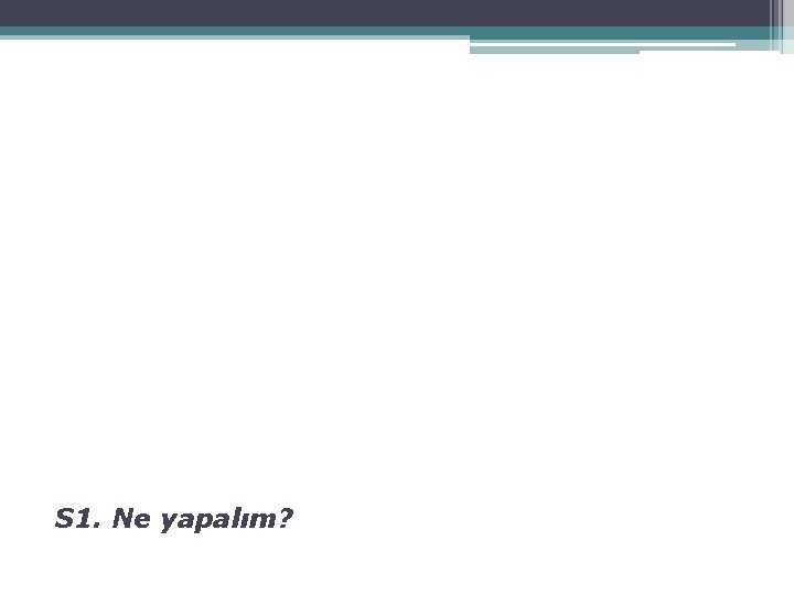 S 1. Ne yapalım? 