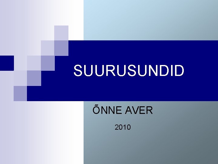 SUURUSUNDID ÕNNE AVER 2010 