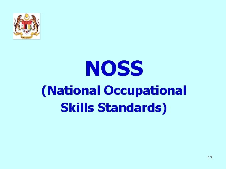 NOSS (National Occupational Skills Standards) 17 NOSS (National Occupational Skills Standards) 17