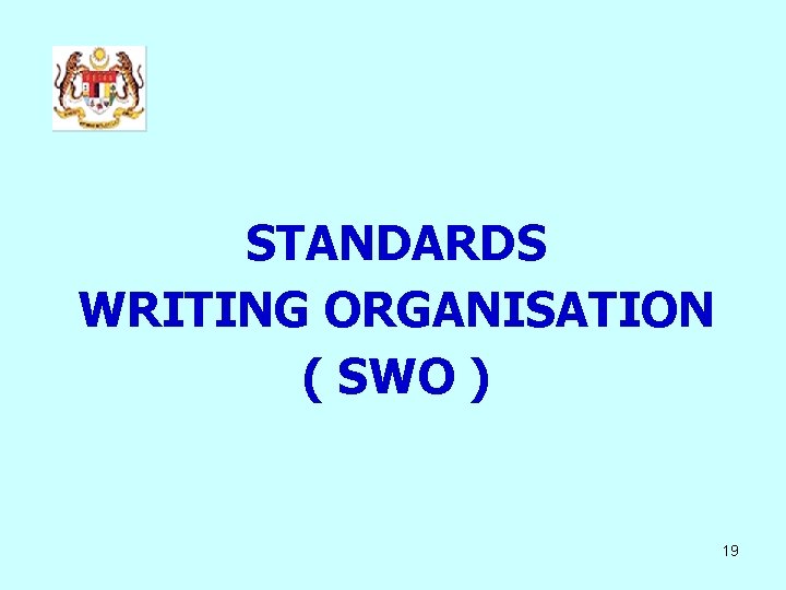 STANDARDS WRITING ORGANISATION ( SWO ) 19 STANDARDS WRITING ORGANISATION ( SWO ) 19