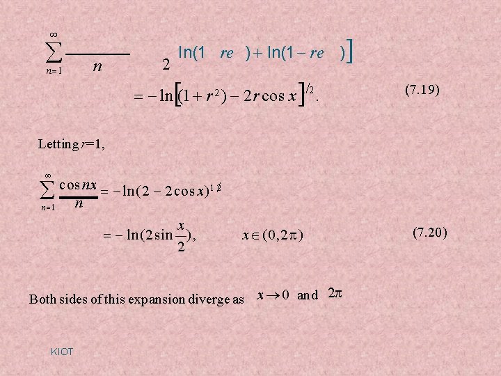 n 1 2 n ln(1 re ) ln(1 re ) ln (1 r n 1 2 n ln(1 re ) ln(1 re ) ln (1 r