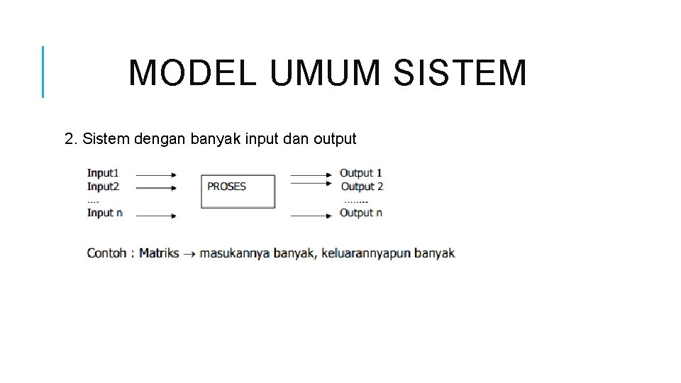 MODEL UMUM SISTEM 2. Sistem dengan banyak input dan output 
