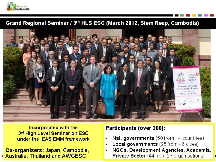 Grand Regional Seminar / 3 rd HLS ESC (March 2012, Siem Reap, Cambodia) Key