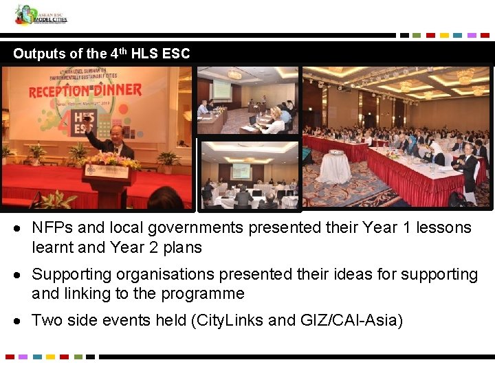 Outputs of the 4 th HLS ESC NFPs and local governments presented their Year