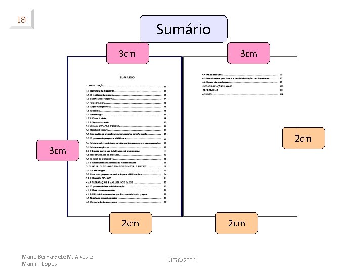 18 Sumário 3 cm 2 cm Maria Bernardete M. Alves e Marili I. Lopes