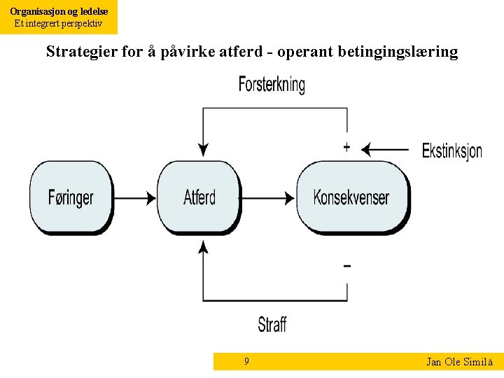 Organisasjon og ledelse Et integrert perspektiv Strategier for å påvirke atferd - operant betingingslæring