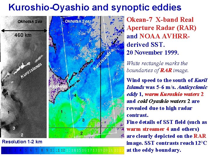Kuroshio-Oyashio and synoptic eddies Okean-7 X-band Real Aperture Radar (RAR) and NOAA AVHRRderived SST.