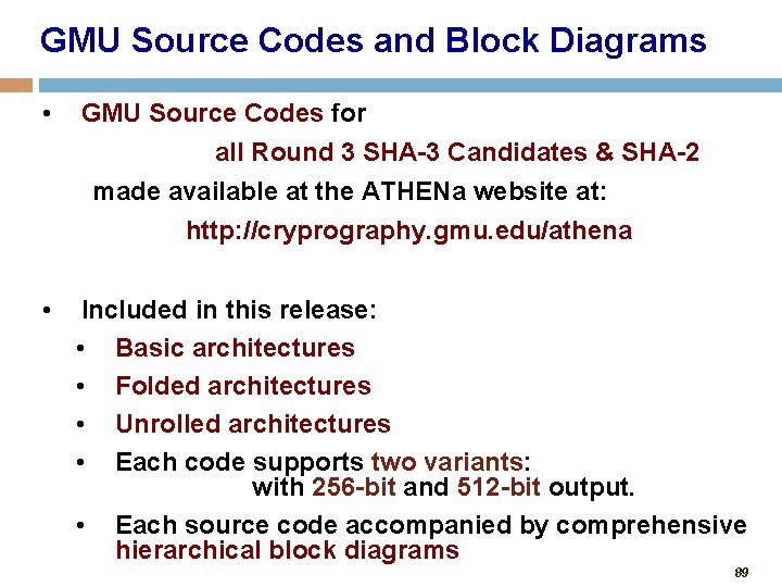 GMU Source Codes and Block Diagrams • GMU Source Codes for all Round 3
