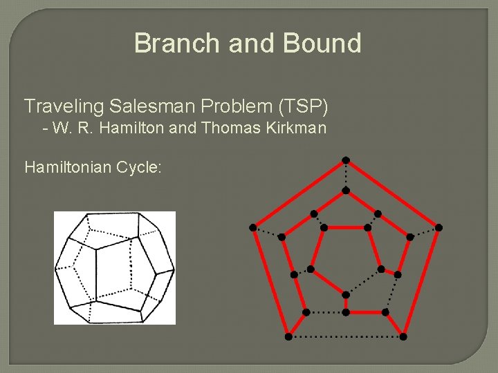 Branch and Bound Traveling Salesman Problem (TSP) - W. R. Hamilton and Thomas Kirkman
