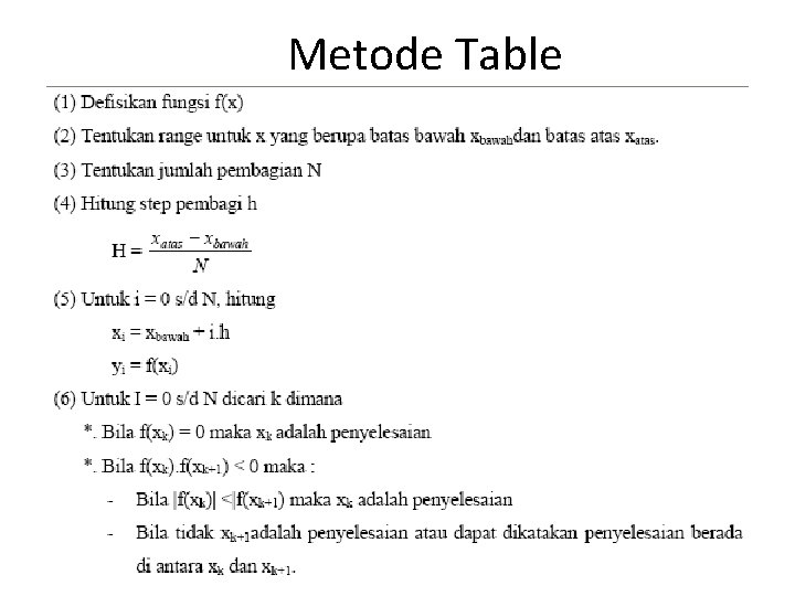 Metode Table 