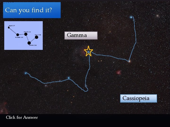 Can you find it? Gamma Cassiopeia Click for Answer 