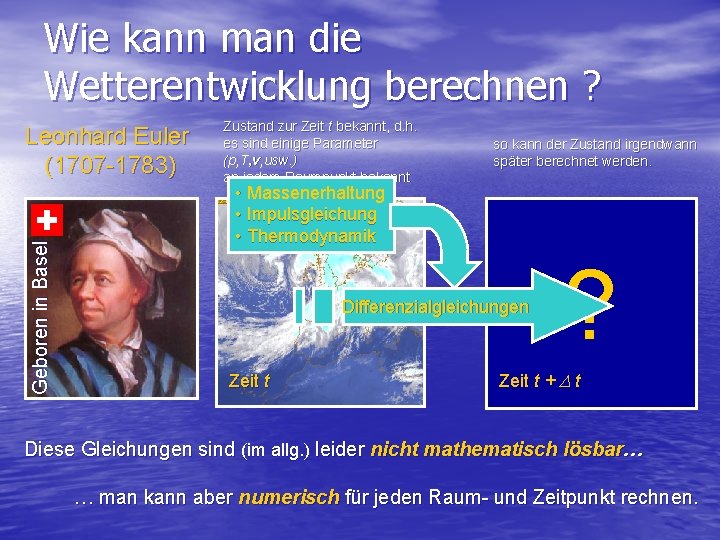 Wie kann man die Wetterentwicklung berechnen ? Geboren in Basel Leonhard Euler (1707 -1783)