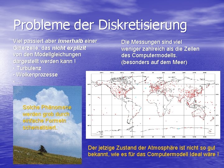 Probleme der Diskretisierung Viel passiert aber innerhalb einer Gitterzelle, das nicht explizit von den