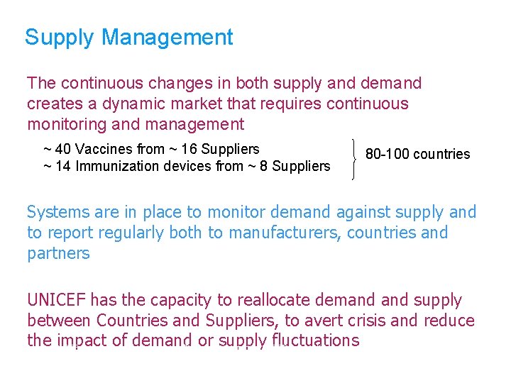 Supply Management The continuous changes in both supply and demand creates a dynamic market