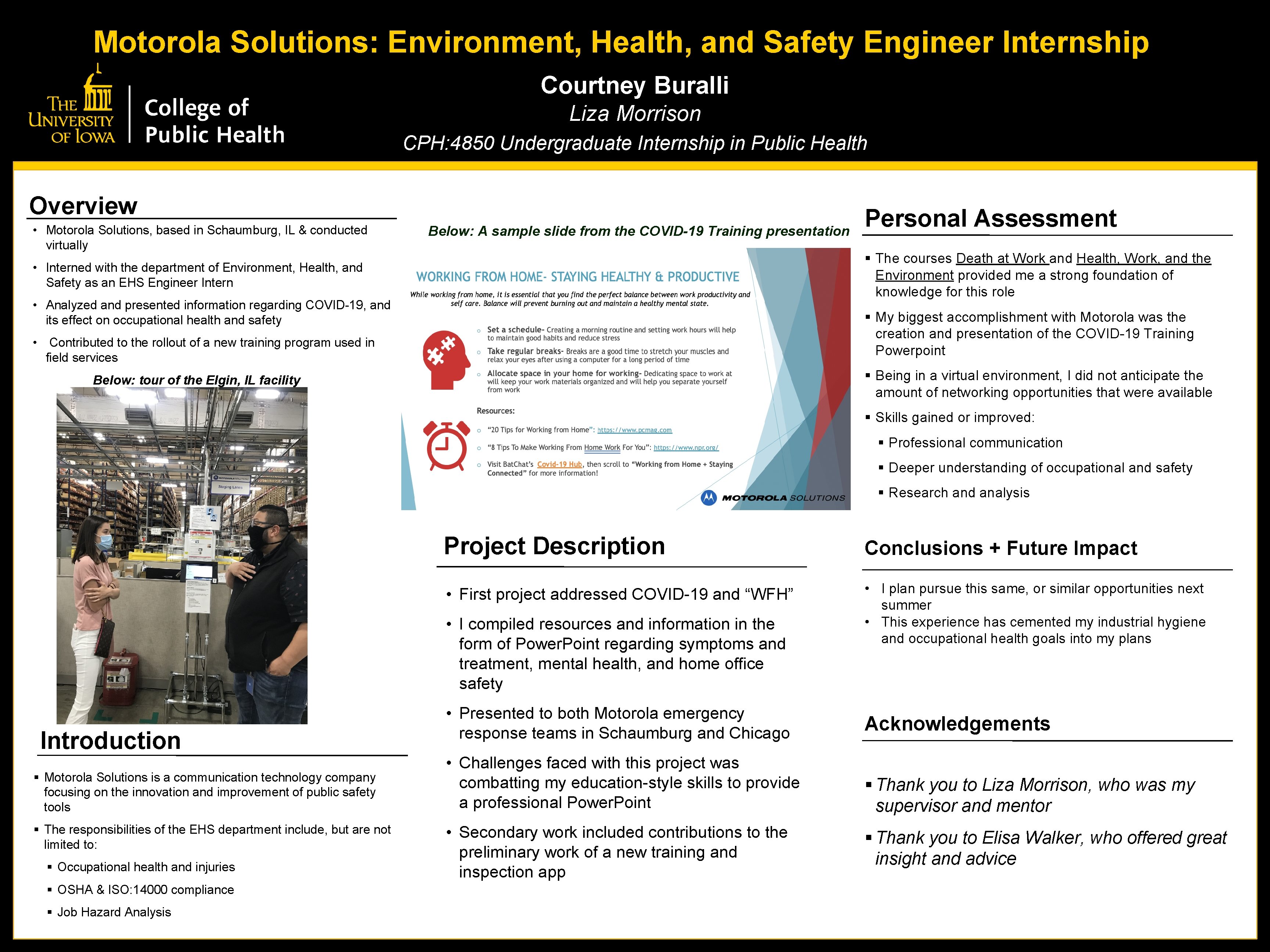 Motorola Solutions: Environment, Health, and Safety Engineer Internship Courtney Buralli Liza Morrison CPH: 4850