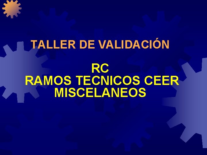 TALLER DE VALIDACIÓN RC RAMOS TECNICOS CEER MISCELANEOS 