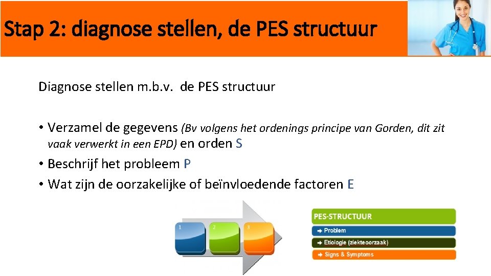 Stap 2: diagnose stellen, de PES structuur Diagnose stellen m. b. v. de PES