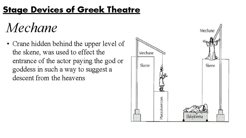 Stage Devices of Greek Theatre Mechane • Crane hidden behind the upper level of