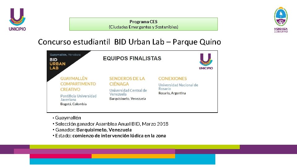 Programa CES (Ciudades Emergentes y Sostenibles) Concurso estudiantil BID Urban Lab – Parque Quino