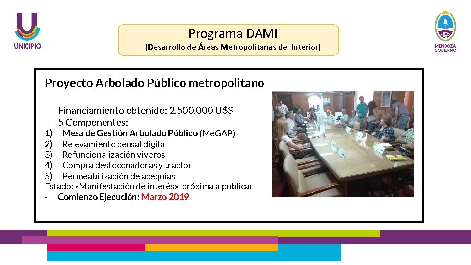 Programa DAMI (Desarrollo de Áreas Metropolitanas del Interior) Proyecto Arbolado Público metropolitano - Financiamiento