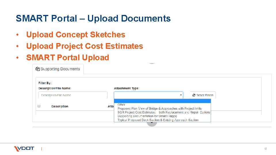 SMART Portal – Upload Documents • Upload Concept Sketches • Upload Project Cost Estimates