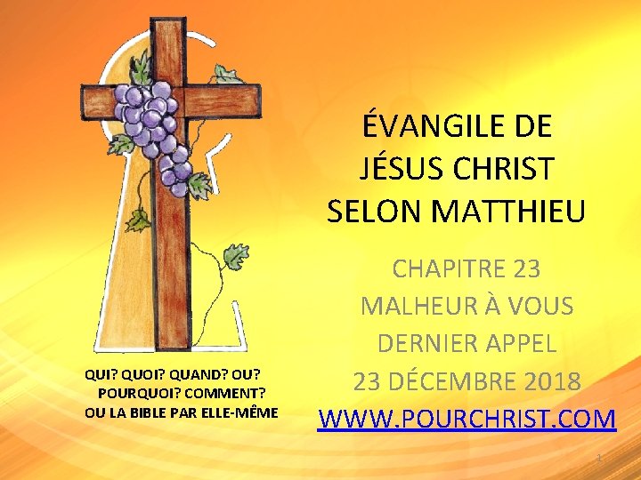 VANGILE DE JSUS CHRIST SELON MATTHIEU QUI QUOI