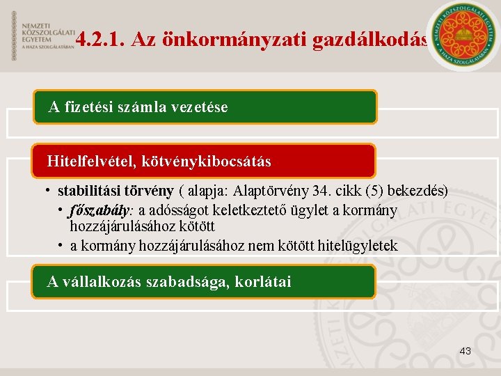 4. 2. 1. Az önkormányzati gazdálkodás A fizetési számla vezetése Hitelfelvétel, kötvénykibocsátás • stabilitási 4. 2. 1. Az önkormányzati gazdálkodás A fizetési számla vezetése Hitelfelvétel, kötvénykibocsátás • stabilitási