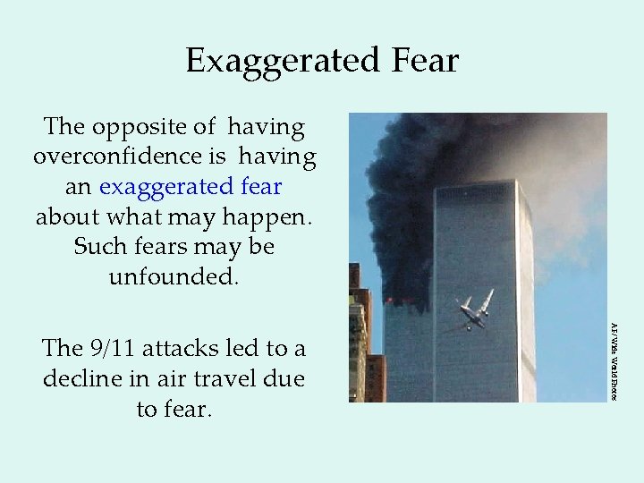 Exaggerated Fear The opposite of having overconfidence is having an exaggerated fear about what