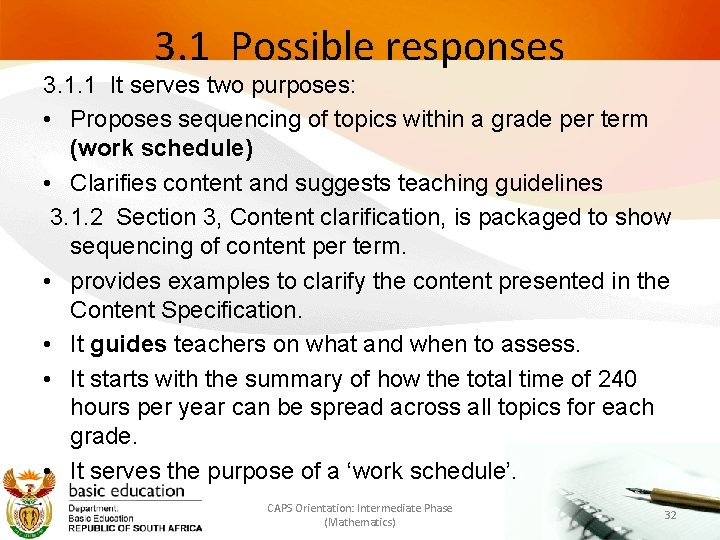 3. 1 Possible responses 3. 1. 1 It serves two purposes: • Proposes sequencing