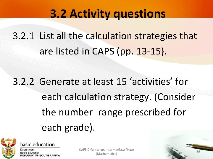  3. 2 Activity questions 3. 2. 1 List all the calculation strategies that