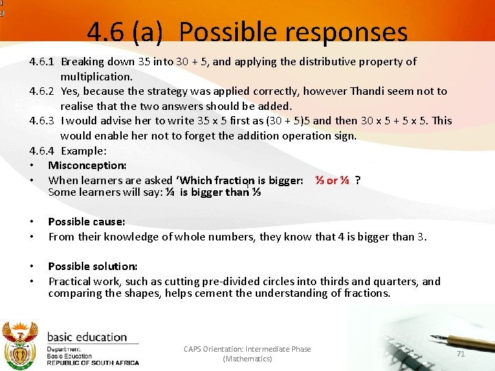 4. 6 (a) Possible responses 4. 6. 1 Breaking down 35 into 30 +