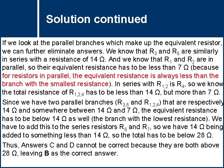 Solution Questioncontinued Title If we look at the parallel branches which make up the Solution Questioncontinued Title If we look at the parallel branches which make up the