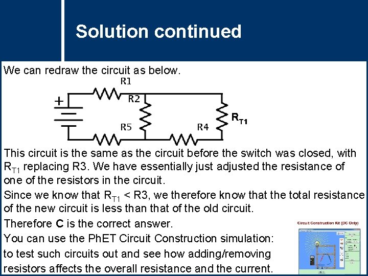 Solution Questioncontinued Title We can redraw the circuit as below. This circuit is the Solution Questioncontinued Title We can redraw the circuit as below. This circuit is the