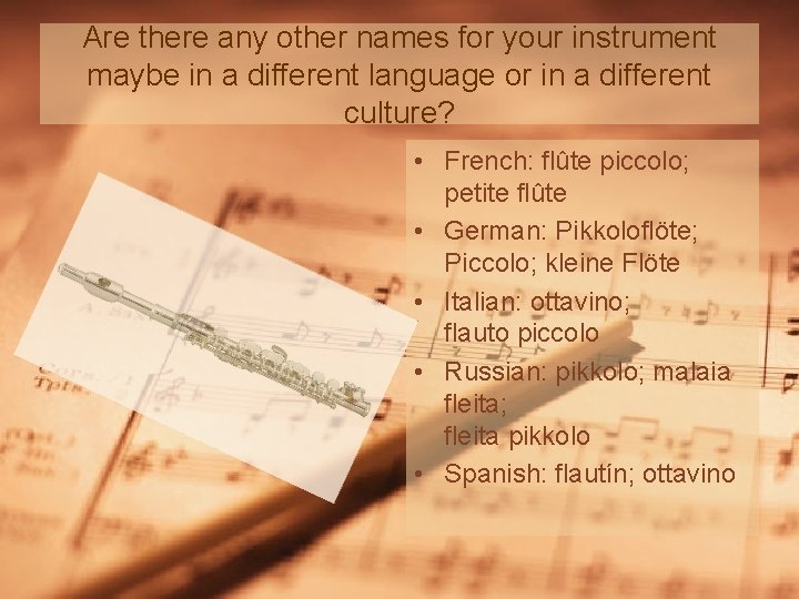 Are there any other names for your instrument maybe in a different language or Are there any other names for your instrument maybe in a different language or