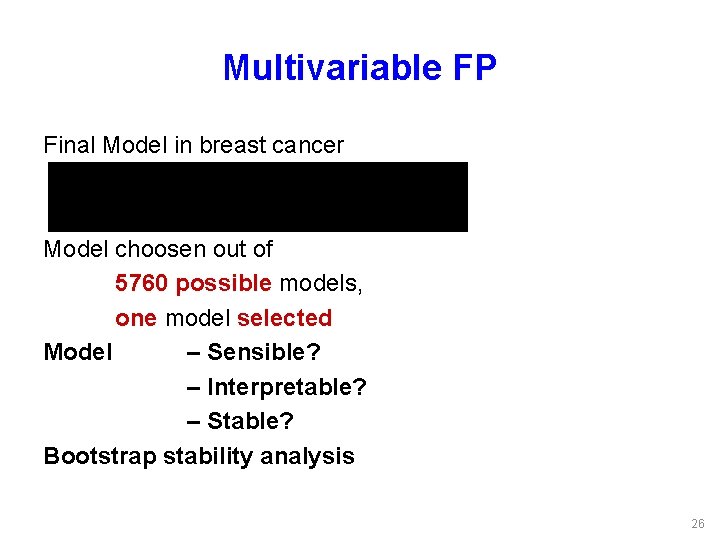 Multivariable FP Final Model in breast cancer Model choosen out of 5760 possible models,