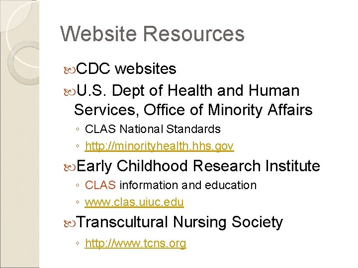 Website Resources CDC websites U. S. Dept of Health and Human Services, Office of Website Resources CDC websites U. S. Dept of Health and Human Services, Office of