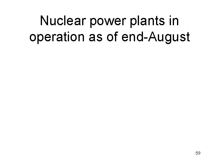 Nuclear power plants in operation as of end-August 59 