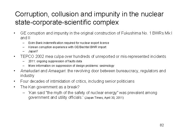 Corruption, collusion and impunity in the nuclear state-corporate-scientific complex • GE corruption and impunity