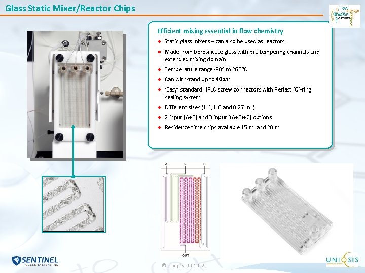 Glass Static Mixer/Reactor Chips Efficient mixing essential in flow chemistry ● Static glass mixers Glass Static Mixer/Reactor Chips Efficient mixing essential in flow chemistry ● Static glass mixers
