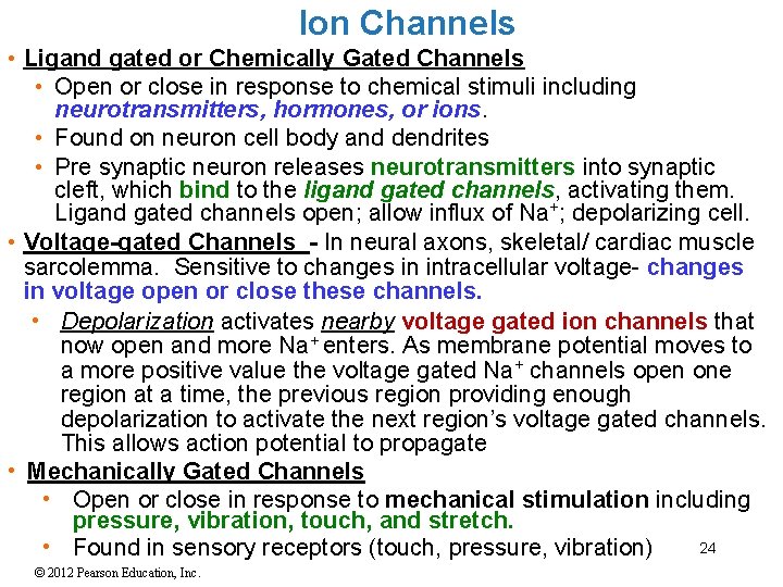 Ion Channels • Ligand gated or Chemically Gated Channels • Open or close in Ion Channels • Ligand gated or Chemically Gated Channels • Open or close in
