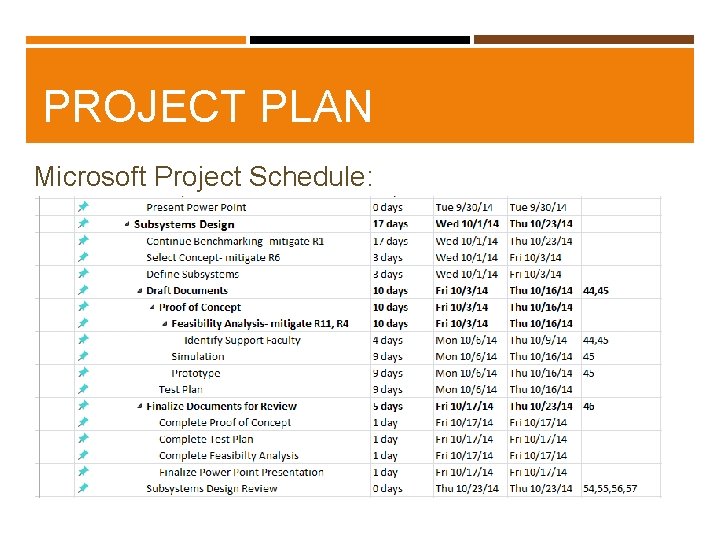 PROJECT PLAN Microsoft Project Schedule: 