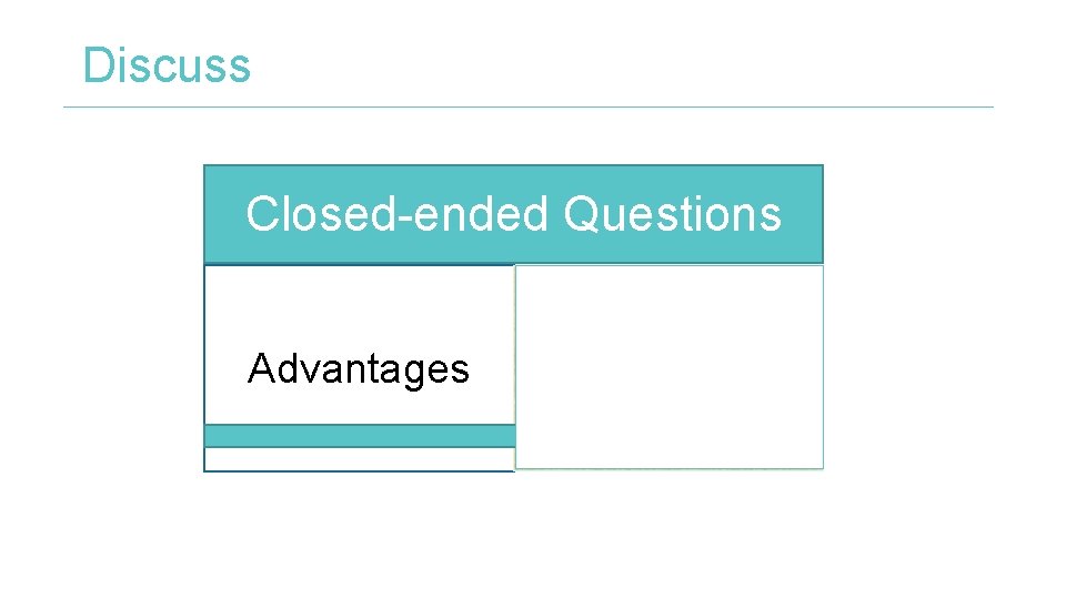 Discuss Closed-ended Questions Advantages Disadvantages 