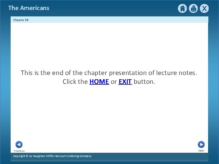 The Americans Chapter 10 This is the end of the chapter presentation of lecture