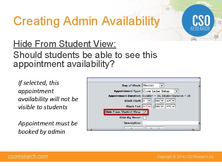 Creating Admin Availability Hide From Student View: Should students be able to see this