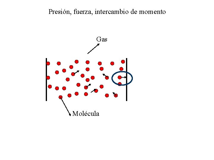 Presión, fuerza, intercambio de momento Gas Molécula 