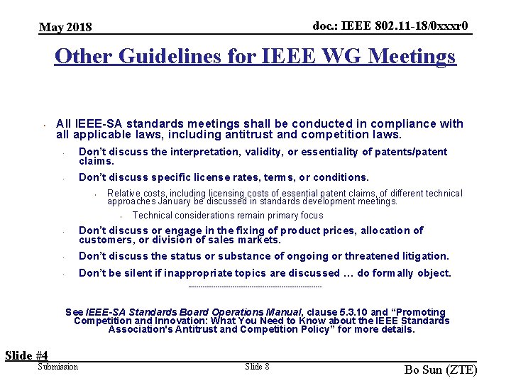 doc. : IEEE 802. 11 -18/0 xxxr 0 May 2018 Other Guidelines for IEEE