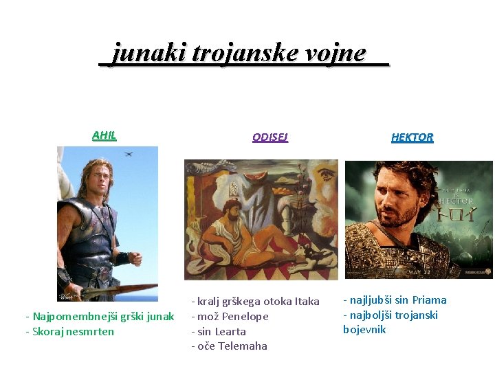 junaki trojanske vojne AHIL - Najpomembnejši grški junak - Skoraj nesmrten ODISEJ - kralj junaki trojanske vojne AHIL - Najpomembnejši grški junak - Skoraj nesmrten ODISEJ - kralj