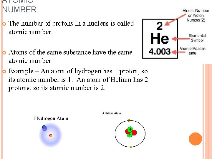 ATOMIC NUMBER The number of protons in a nucleus is called the atomic number.