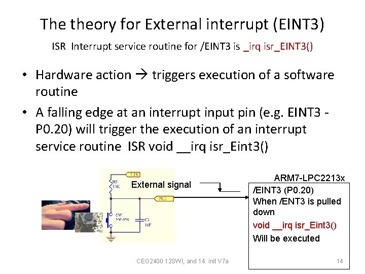 The theory for External interrupt (EINT 3) ISR Interrupt service routine for /EINT 3